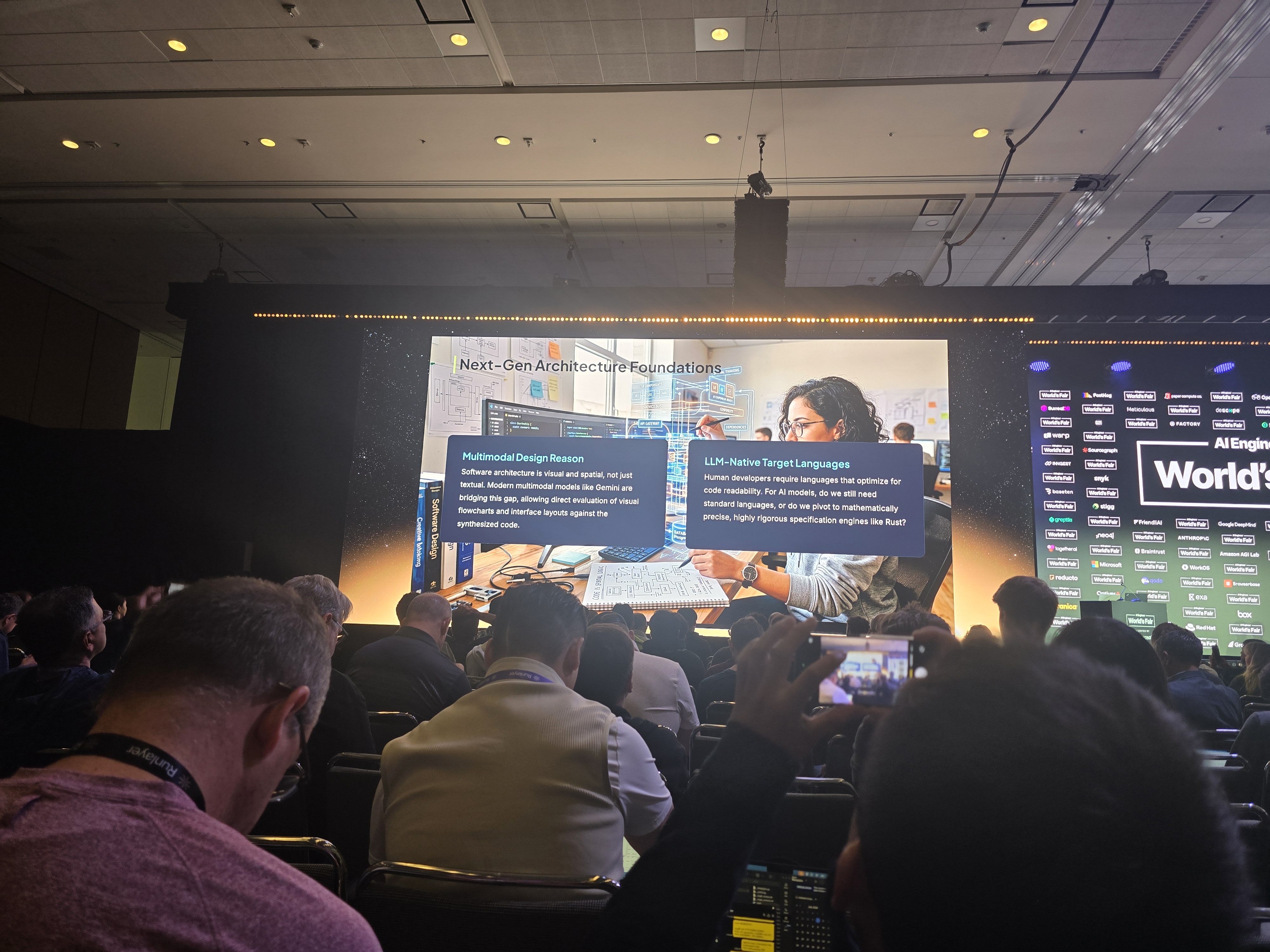 DeepMind slide: Next-Gen Architecture Foundations - multimodal design reason and LLM-native target languages