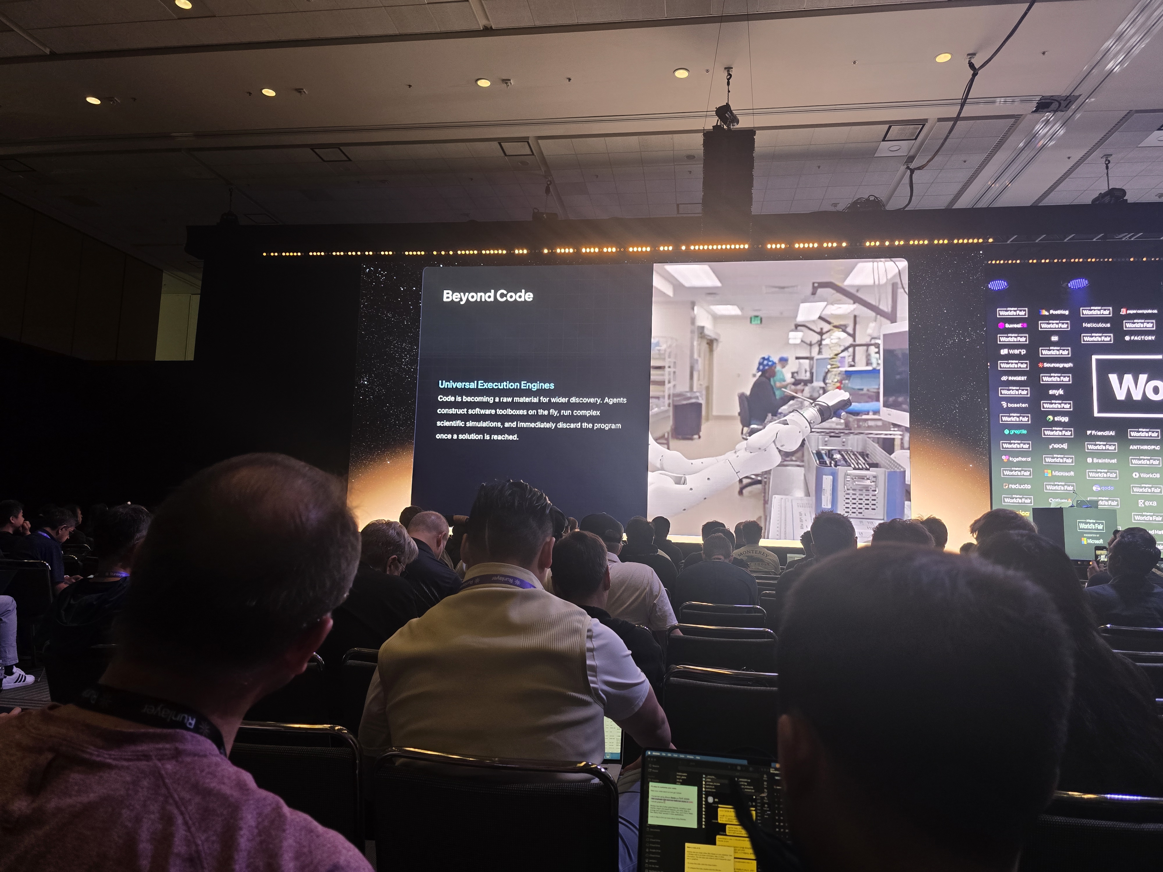 DeepMind slide: Beyond Code - Universal Execution Engines, code as a raw material for wider discovery