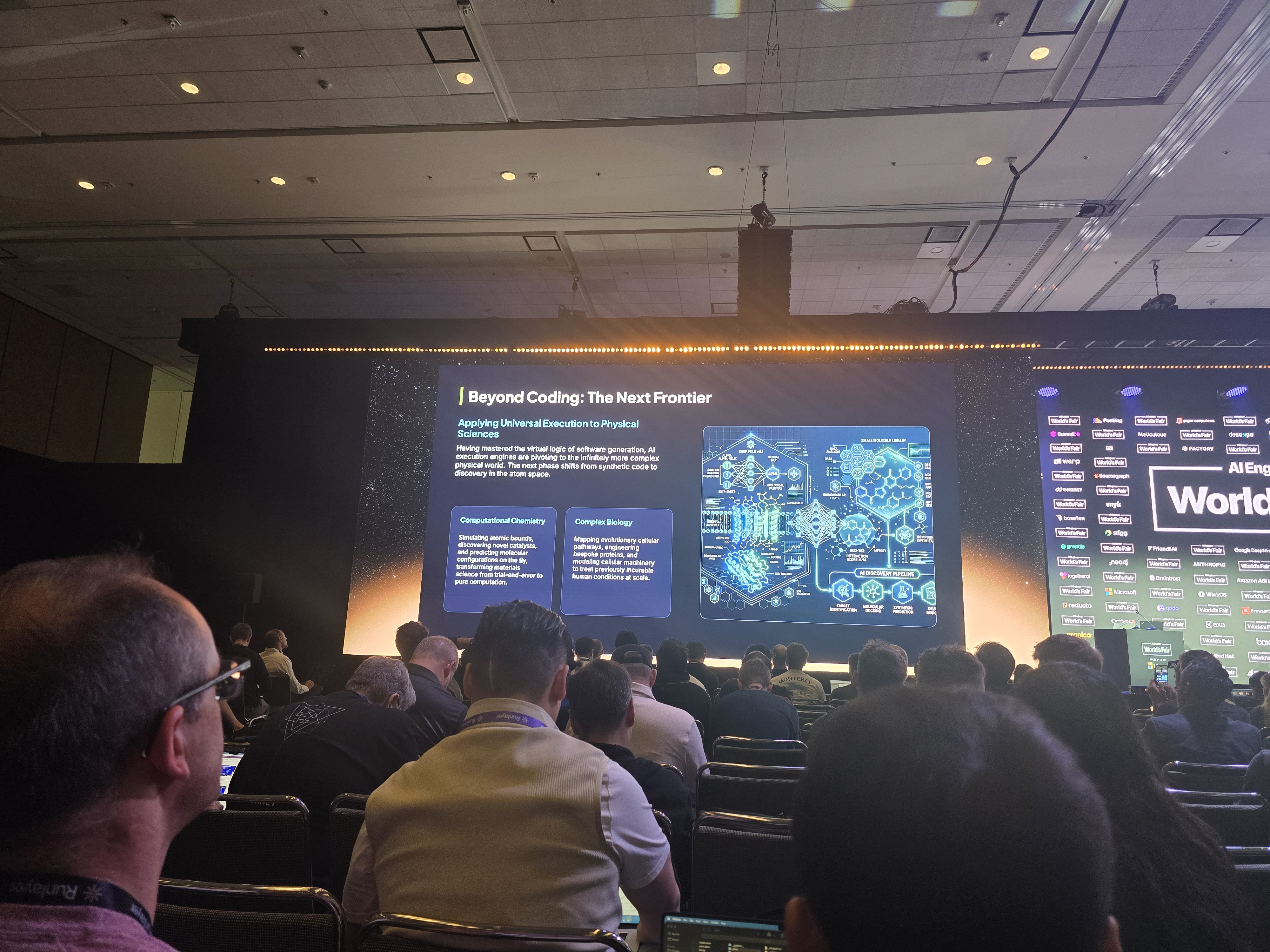 DeepMind slide: Beyond Coding, the Next Frontier - applying Universal Execution to physical sciences, computational chemistry and complex biology