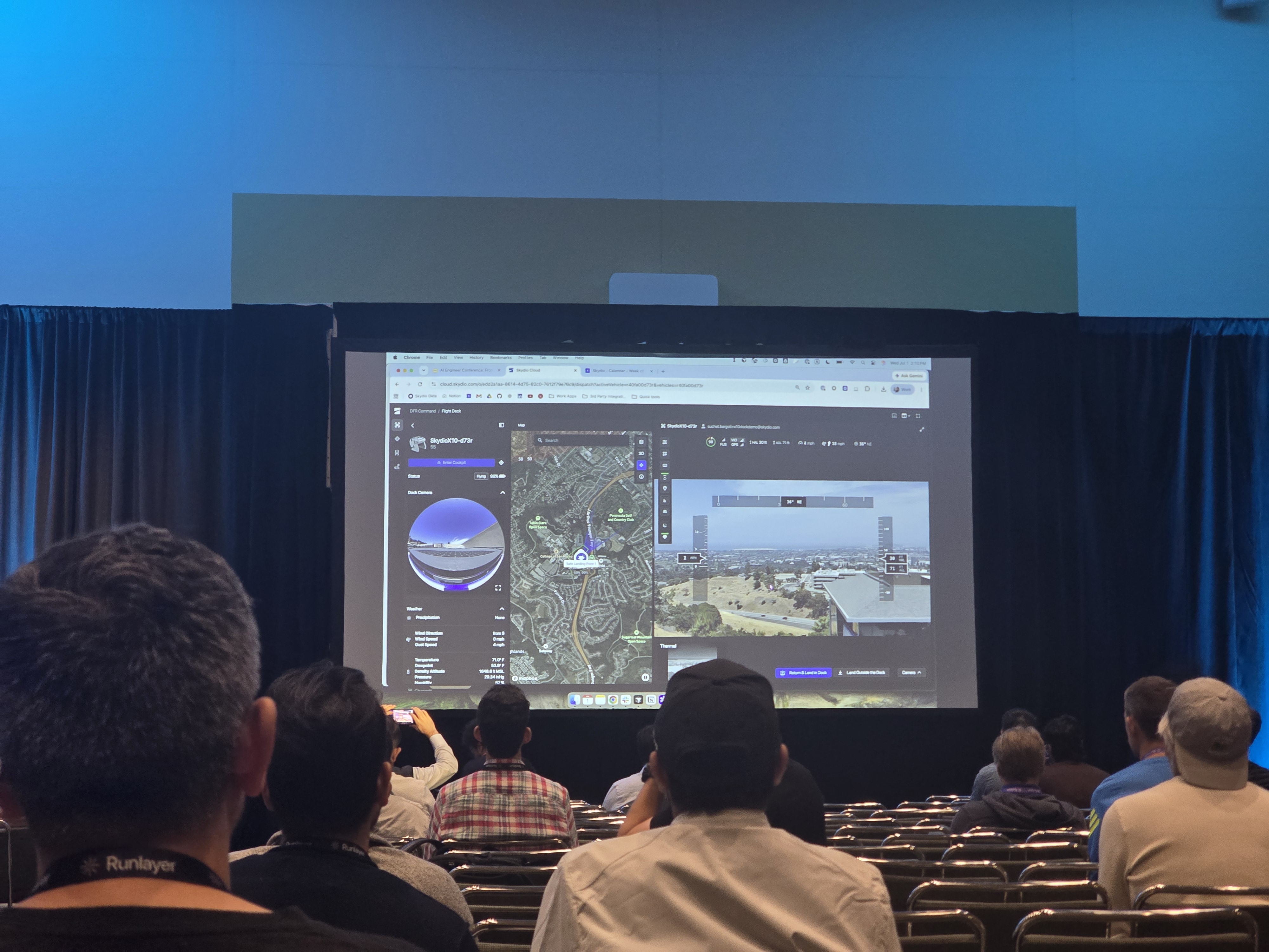Skydio Flight Deck live feed: map, drone camera, weather, dock camera