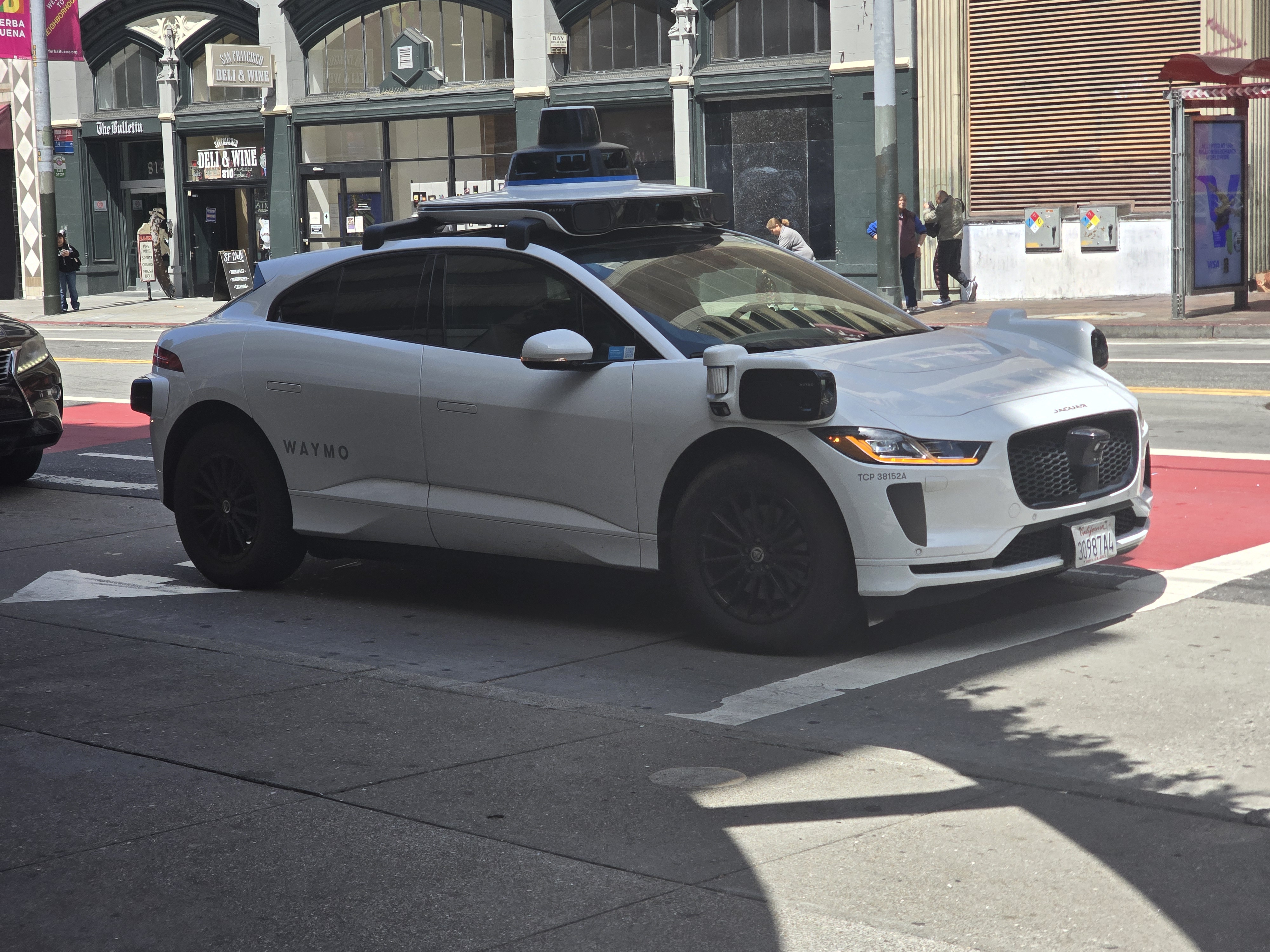 Waymo (Jaguar I-PACE) spotted outside Moscone