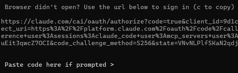 Claude Code showing auth URL if browser didn't open automatically
