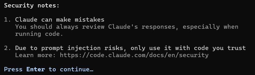 Claude Code security notes screen